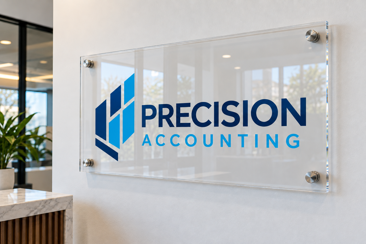 Custom acrylic business sign installed in Boca Raton
